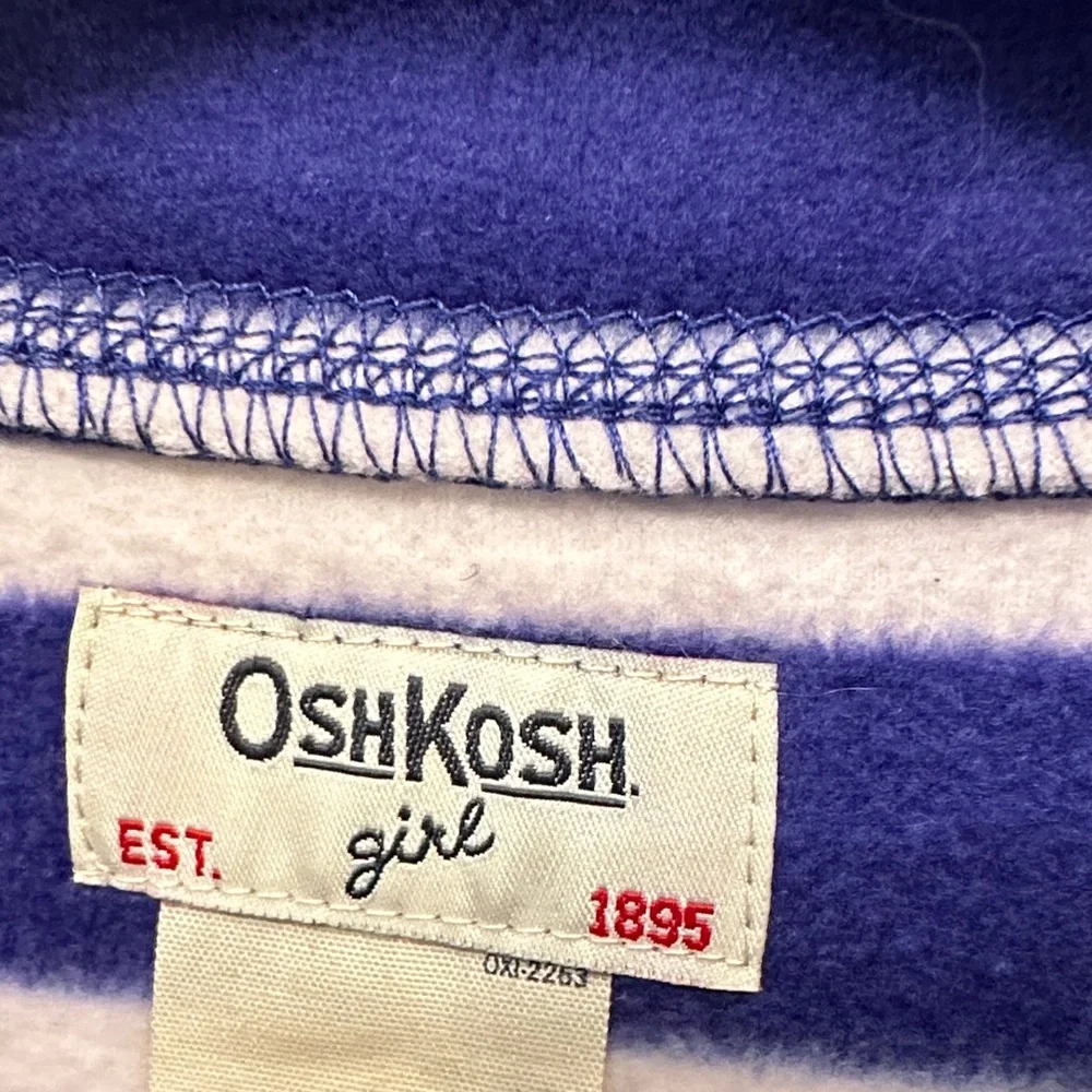 OshKosh B'gosh Girl’s Fleece 1/4 Zip Blue and White Striped Pullover
